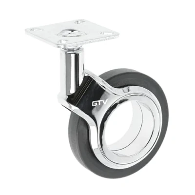 Abbildung von GTV Möbelrollen GIRA Lenkrollen Rollen für Möbel ohne Bremse Durchmesser 75 mm aus Kunststoff und Stahl Schwarz + chrom