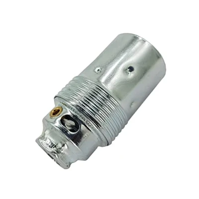 Abbildung von E14 Lampen Fassung Chrom Metall mit Glattmantel und ISO Feingewinde M10x1 240V