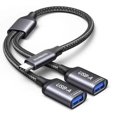 Abbildung von KiWiBiRD USB C Splitter 1 zu 2, Typ Y Kabel Verteiler Dual Port Extender Erweiterung Ladekabel für Strom und Daten, Doppelstecker Adapter Laptop Mac PS5 Auto Stick Tastatur Maus Drucker
