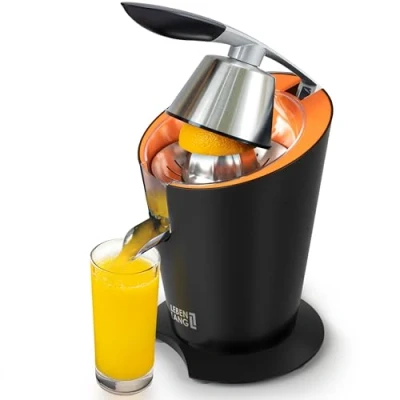Abbildung von LEBENLANG Orangenpresse Elektrische Edelstahl 600W Inkl. Edelstahlkegel &amp; BPA Frei I Hohe Saftausbeute für Orangen Zitronen Saftpresse elektrisch Entsafter Zitruspresse Fruchtpresse