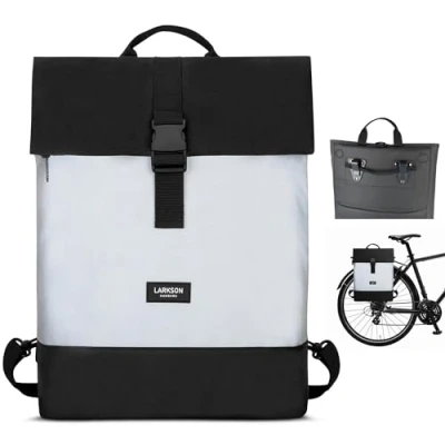 Abbildung von LARKSON Fahrradtaschen für Gepäckträger Damen &amp; Herren Schwarz Reflektierend Tammo Bike 2 in 1 Fahrrad Tasche Rucksack Gepäckträgertasche Hinten Wasserabweisend
