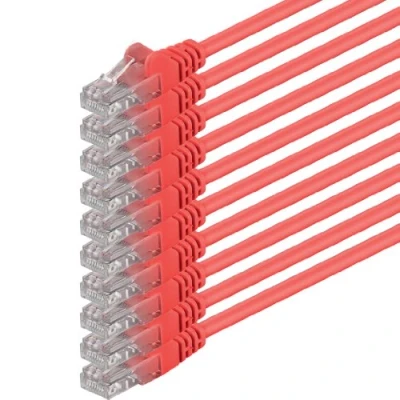Abbildung von 1m rot 10 Stück (Pack) CAT.6 CAT6 Ethernet LAN Netzwerk Kabel 1000 Mbit/s Patchkabel