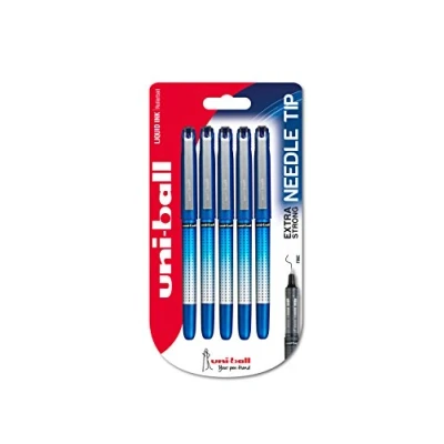 Abbildung von Uni ball 153544598 UB 185Sye Needle Kugelschreiber, fälschungssichere Tinte, 0.5 mm Nadelspitze, 5 Stück blau