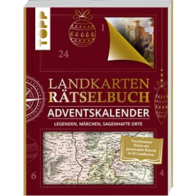 Abbildung von Landkarten Rätselbuch Adventskalender. Legenden, Märchen, sagenhafte Orte: Ein Buch Adventskalender mit verschlossenen Seiten zum Auftrennen und spannenden Rätseln zu 24