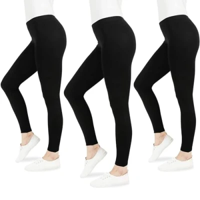 Abbildung von FM London Damen (3er pack) Casual Leggings, Schwarz, XXL 48 50 EU