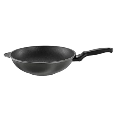 Abbildung von RÖSLE CADINI Wokpfanne, hochwertige Bratpfanne mit kratzfester Antihaftversiegelung ProResist, recyceltes Aluminium, induktionsgeeignet, spülmaschinengeeignet, 32 cm