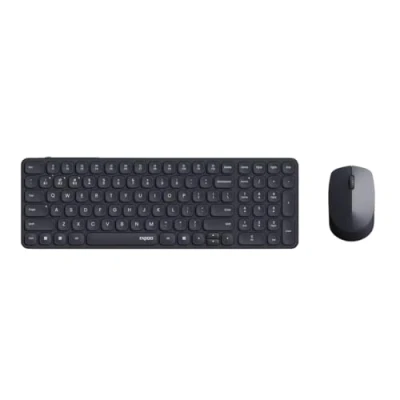 Abbildung von Rapoo 9310M kabelloses Tastatur Maus Set Wireless Deskset 2400 DPI Sensor bis zu 12 Monate Batterielaufzeit flaches Aluminium Design DE Layout QWERTZ PC &amp; Mac schwarz