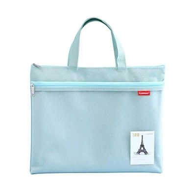 Abbildung von A4 Dokumententasche Zip Beutel Tragetasche Nylon Mesh Wasserdichte Doppel Reißverschluss Klein Etiketten Schüler Büro Liefert Reisetasche Grün