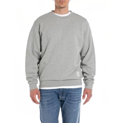 Abbildung von Replay Herren Sweatshirt aus Baumwolle, Light Grey Melange M08 (Grau), S