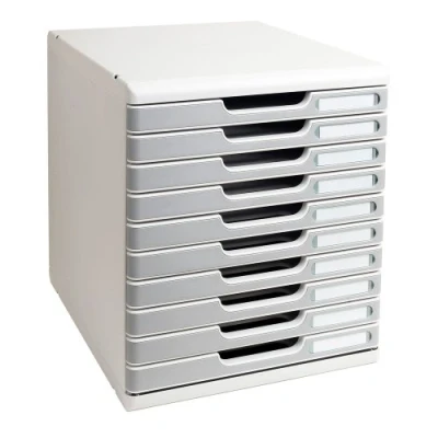Abbildung von Exacompta 302041D Ablagebox Modulo mit 10 Schubladen für DIN A4+ Dokumente. Belastbare Schubladenbox hoher Kapazität mehr Platz auf dem Schreibtisch grau/steingrau