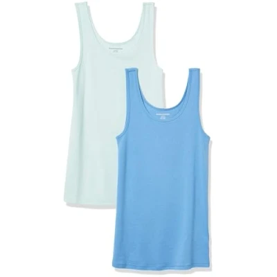 Abbildung von Amazon Essentials Damen Tanktop schlanke Passform, 2er Pack, Aquablau/Französisch Blau, XL