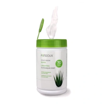 Abbildung von PÜRDOUX ™ CPAP Maske Wipes, Aloe Vera, Kanister von 70 Feuchttüchern