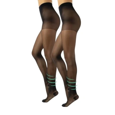 Abbildung von CALZITALY Stützstrumpfhose mit starker Kompression 10 mm/Hg, Feine Kompressionsstrumpfhosen Damen, S, M, L, XL, XXL, 3XL, 4XL, 70 DEN, Made in Italy (M, 2 X Schwarz)