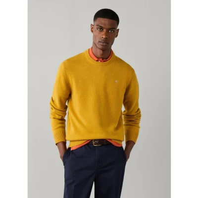Abbildung von Hackett London für Herren. HM7000287 Gelber Lambswool-Pullover (L), Lässig, Wolle, Klassisch, Langarm