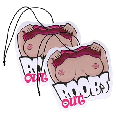 Abbildung von 2er Set Tuning Lufterfrischer Duftbaum fürs Auto Air Freshener Design Duft Anhänger (2x Boobs Out)