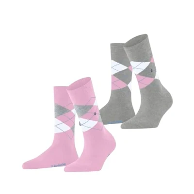 Abbildung von Burlington 2ER PACK ARGYLE, RAUTENMUSTER, CLIP, Onesize Socken, Damen, Größe: 36 41, Rosa grau