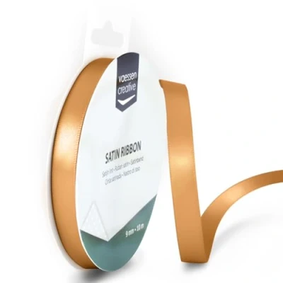 Abbildung von Vaessen Creative 301002 2021 Satinband Hellbraun, 9 mm x 10 Meter, Schleifenband, Dekoband, Geschenkband und Stoffband für Hochzeit, Taufe Geburtstagsgeschenke, 9MM