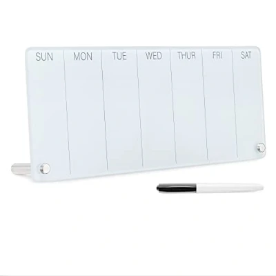 Abbildung von Navaris Wochenplaner aus Glas abwischbar Whiteboard Kalender für Büro Schreibtisch trocken Desktop Notizboard Organizer Terminplaner