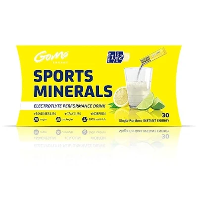 Abbildung von GoMo® SPORTS MINERALS vitalisierendes Elektrolyt Vitamin Sportgetränk mit 80mg Koffein Ideal vor &amp; während der Belastung +Kalium +Magnesium +Zink +hochdosierte B Vitamine 30 Portionen
