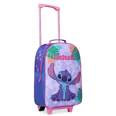 Abbildung von Disney Stitch Kinderkoffer Mädchen Jungen Trolley Handgepäck Reisekoffer Kinder mit Rollen Kabine Tasche für Urlaub Offizielle Fanartikel 47x30x17cm (Blau Stitch)