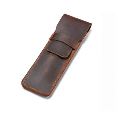 Abbildung von Daimay Leder Stiftehalter Handgemachte Brunnen Multi Pens Beutel Crazy Horse Leather Pen Schutzhülle Braun