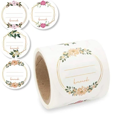 Abbildung von Etiketten Selbstklebend 100 Stück d5cm, Klebe zum Beschriften von Einmach Gläsern, Aufkleber Marmeladenglas Beschriftbar, Gewürzetiketten Rund „Homemade“