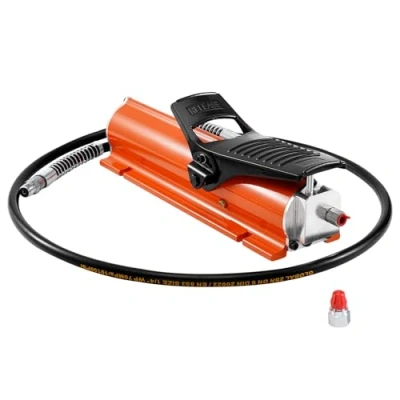 Abbildung von VEVOR 10.000 PSI Lufthydraulikpumpe, 0,69 L Behälter, NPT 3/8 Zoll Auslass, 1/4 Einlass, luftbetätigte Fußpumpe mit Metallgehäuse, für Präzisionsindustriemaschinen und Luft &amp; Raumfahrtgeräte