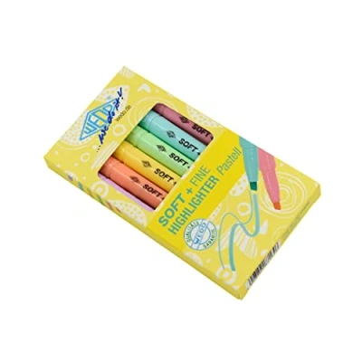 Abbildung von WEDO Textmarker 6er Set mit Softspitze in Pastellfarben gelb, orange, rosa, hellblau, violett und grün