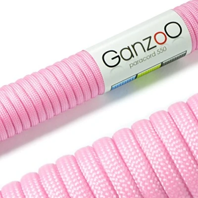 Abbildung von Ganzoo Paracord 550 Seil Pink Rosa 4mm Schnur Typ 3, Nylon &amp; Polyester, ideal für Basteln von Hundeleine Halsband Armband/Camping Survival und Outdoor 30 Meter Allzweckseil 7 Innenstränge