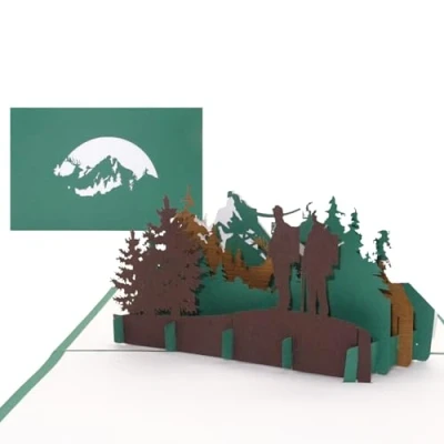 Abbildung von Grußkarte Wandern 3D Pop Up Karte und Bergsteigen, Reisegutschein, Geschenkkarte, Geburtstagskarte
