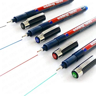 Abbildung von Edding 1800 Profipen, Fineliner/Zeichenstift, 0,3 mm, 4er Set: Schwarz, Blau, Rot, Grün