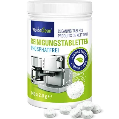 Abbildung von Reinigungstabletten für Kaffeevollautomaten Phosphatfrei 140x 2g kompatibel mit sämtlichen Herstellern