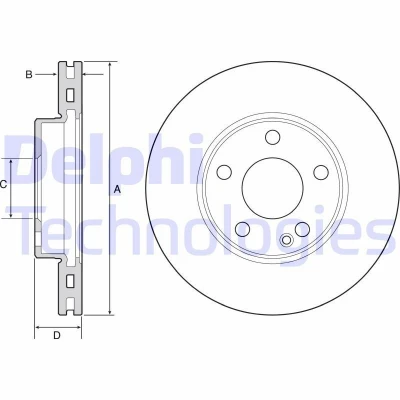 Abbildung von DELPHI BG4554C Bremsscheibe 280 25 5 Belüftet beschichtet unbehandelt ohne Radlager, ABS Sensorring MERCEDES BENZ: A Class, CLA Coupe, B Class