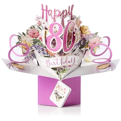 Abbildung von Pop Up Grußkarte zum 80. Geburtstag, Original Second Nature 3D Karten