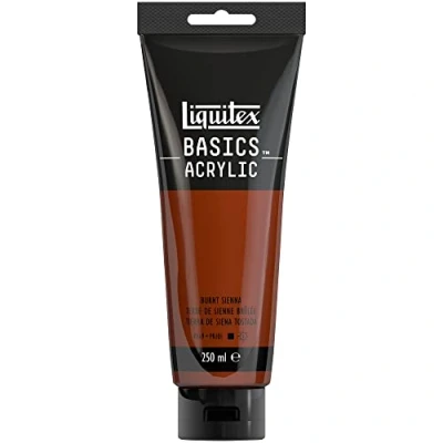 Abbildung von Liquitex 88700214 Basics Acrylfarbe, monopigmentierte Künstlerpigmente, lichtecht, mittlere Viskosität, Archivqualität, seidenglänzender Finish, 250ml Tube Siena Gebrannt