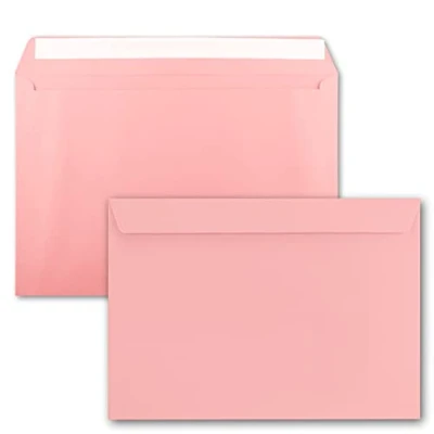 Abbildung von 25x große XXL Briefumschläge DIN C4 in Rosa 22,9 x 32,4 cm Haftklebung ohne Fenster Versandtasche für A4 geeignet