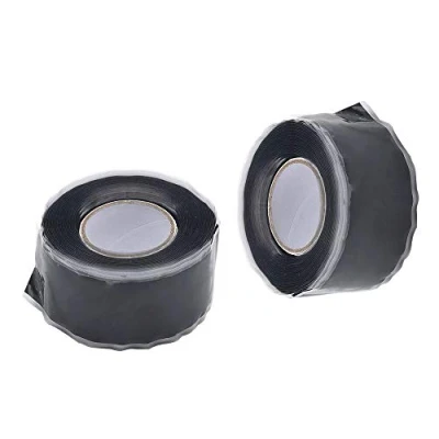 Abbildung von TUKA 6m Selbstschmelzendes Silikonband, Mehrzweck Reparaturband Isolierband Dichtungsband, Silikon Wickelband Wasserdicht Wetterfest, 25mm breit, 2x3m, Schwarz, TKD5042 2x