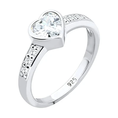 Abbildung von Elli Classic Heart Ring, Damen, Größe: 54, Silberfarben