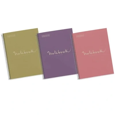 Abbildung von Miquelrius Packung mit 3 Notizbüchern, 100 % recycelt, mikroperforierte Spiralbindung, Abdeckung aus recyceltem Karton, Größe 210 x 297 mm, 4 Bohrungen, 80 Blatt à 90 g, quadratische Blätter 5 mm