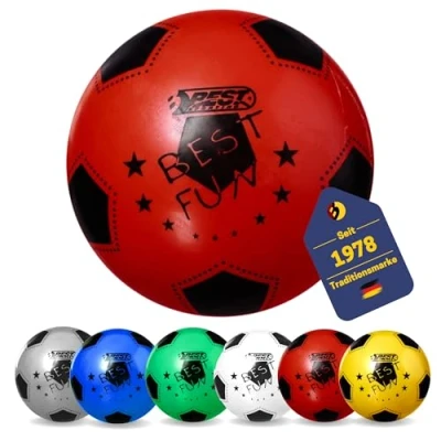 Abbildung von Best Sporting PVC Ball Fun I Leichter Spielball roter Fußball hochwertiger Wasserball 23 cm großer Beachball bunter mit Logo Gummiball Kinder
