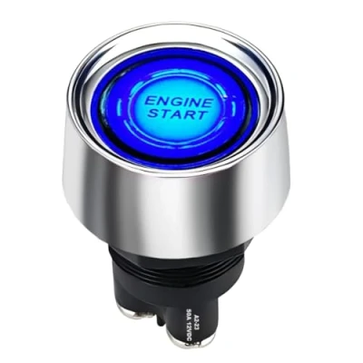 Abbildung von Jron auto Engine Start Button Dc 12 v 50A für Racing Sport OFF (ON) momentanen schalter startknopf blaues Licht (Blau taste)
