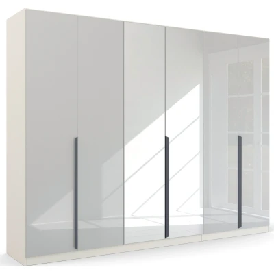 Abbildung von Rauch Möbel Modern by Quadra Spin Schrank Drehtürenschrank, Weiß/Glas Weiß, 6 trg. mit Spiegel, inkl. 3 Kleiderstangen, Einlegeböden, BxHxT 271x210x54 cm