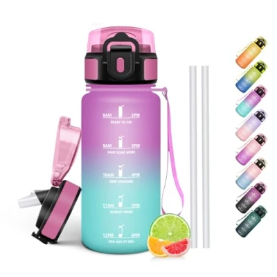 Abbildung von HoneyHolly Trinkflasche Kinder 500ML, BPA Frei, Kohlensäure Geeignet, Wasserflasche Auslaufsicher, Sportflasche mit Strohhalm, Sport für Kinder, Schule, Büro