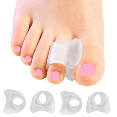 Abbildung von feifanshop Zehenstrecker, 4x Gel Zehenspreizer für Bunion Korrektur, überlappende Zehen, Hammerzehen, Krallenzehen, Hallux Valgus (Transparente Silikon Zehentrenner)
