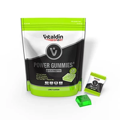 Abbildung von VITALDIN SPORT Power Gummies Electrolytes Liefert die 3 Elektrolyte 120 mg Natrium, 90 Kalium, 20 Magnesium, Vitamin B6 pro serving Doypack 30 Fruchtgummis Bites Limetten Geschmack Vegan
