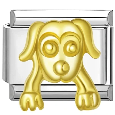 Abbildung von Quiges 9mm Italian Style Charm Modul Edelstahl Hund für Italienische Armbänder