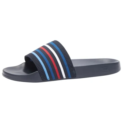 Abbildung von Tommy Hilfiger Damen Badeschuhe Global Stripes Pool Slide Badelatschen, Blau (Space Blue), 38