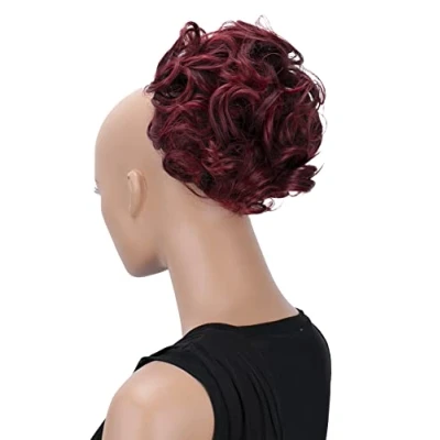 Abbildung von CAISHA Dutt Haarteil Zopf Haarknoten Hepburn Haargummi Hochsteckfrisuren DM15cm Gewellt Rot Mix HK113