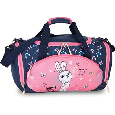 Abbildung von Fabrizio Kinder Sporttasche Reisetasche Polyester 35 x 22 18,5 cm Vol. 10l Dino Bunny schwarz rosa (dunkelblau/rosa) , 32
