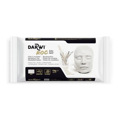 Abbildung von Darwi DA0831000000C Un Pain de Pâte à Modeler Naturelle Malléable séchage l&#039;air Libre Blanc 1 KG Prête l&#039;emploi Autodurcissante Très résistante Pour Artistes ROC